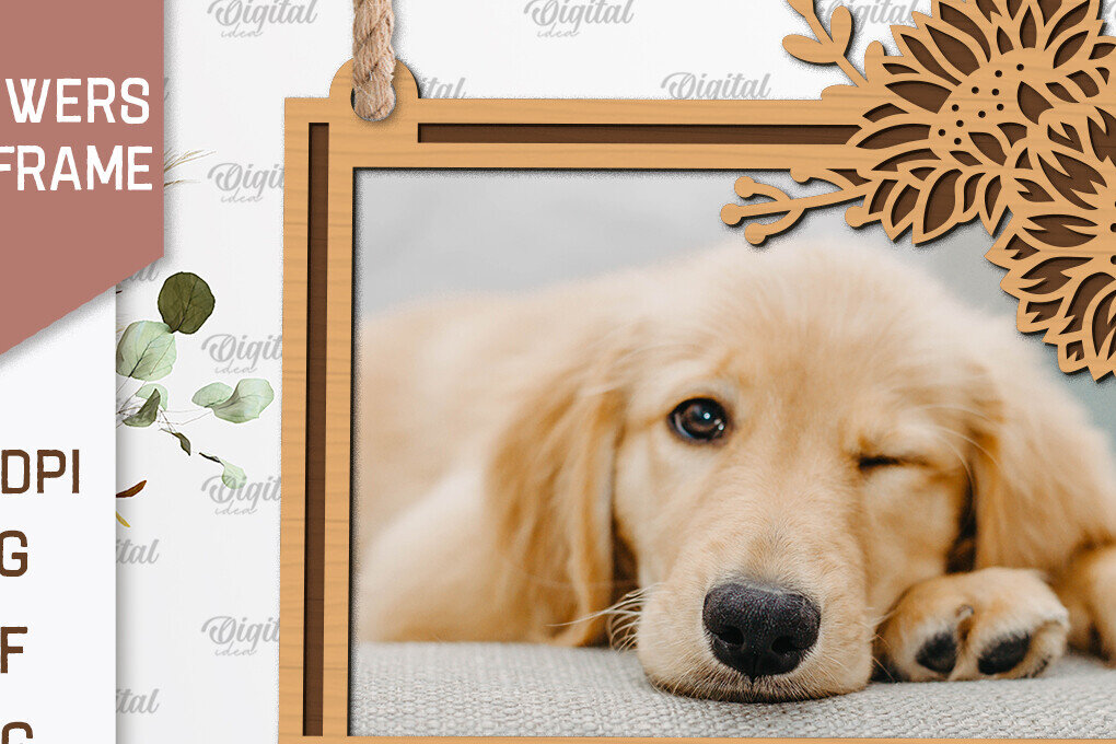 Σετ των 2 Intra απο ξύλο plywood 3mm-4mm πάχος – Κορνίζες Ηλίανθων  κοπής με λέιζερ Δίασταση  20x20 cm INTRAFABR-100543628