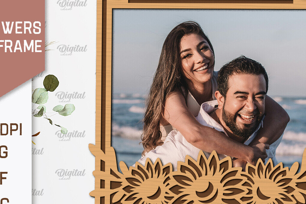 Σετ των 2 Intra απο ξύλο plywood 3mm-4mm πάχος – Κορνίζες Ηλίανθων  κοπής με λέιζερ Δίασταση  20x20 cm INTRAFABR-100543729