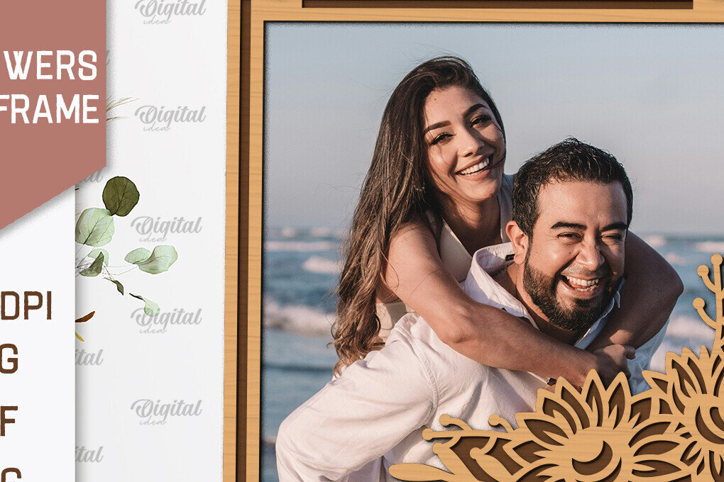 Σετ των 2 Intra απο ξύλο plywood 3mm-4mm πάχος – Κορνίζες Ηλίανθων  κοπής με λέιζερ Δίασταση  20x20 cm INTRAFABR-100543768