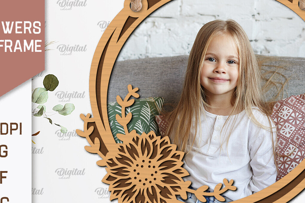 Σετ των 2 Intra απο ξύλο plywood 3mm-4mm πάχος – Κορνίζες Ηλίανθων  κοπής με λέιζερ Δίασταση  20x20 cm INTRAFABR-100542924