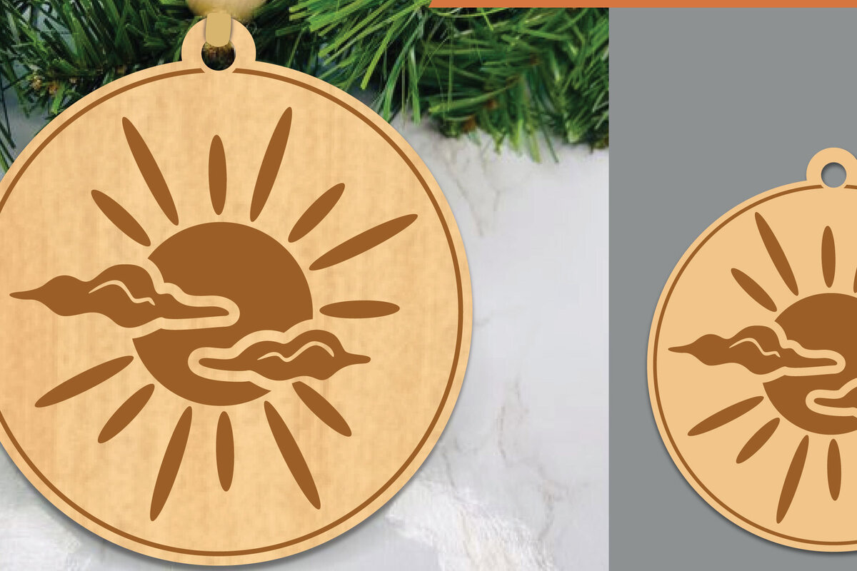 Σετ των 2 Intra απο ξύλο plywood 3mm-4mm πάχος – Στολίδι Sunlight Δίασταση  20x20 cm INTRAFABR-106402025