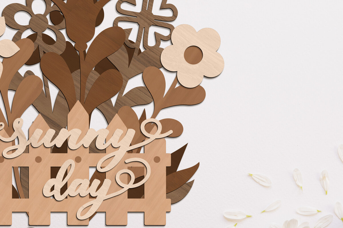 Intra απο ξύλο plywood 3mm-4mm πάχος – Διακοσμητικό πάνελ τοίχου Sunny Day Floral Δίασταση  40x30 cm INTRAFABR-103339832