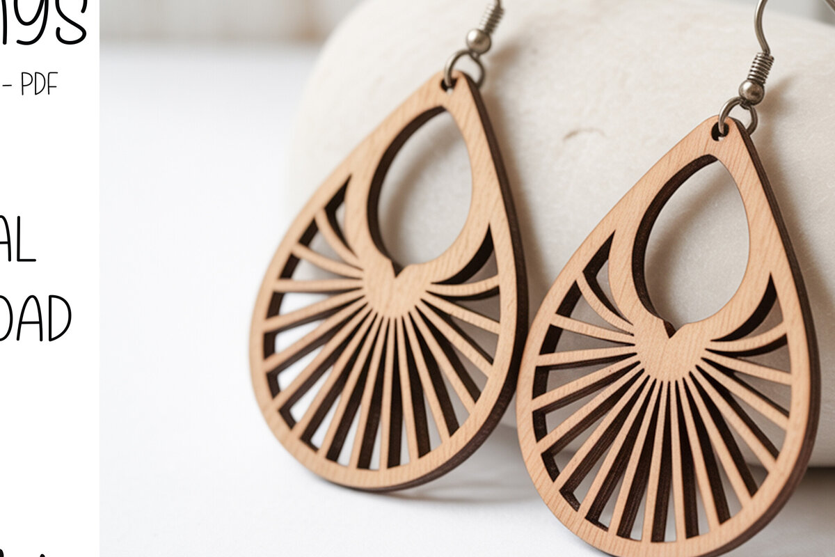 Σετ των 3 Intra απο ξύλο plywood 3mm-4mm πάχος – Sunray Teardrop Σκουλαρίκια Δίασταση  5x5 cm INTRAFABR-121663876