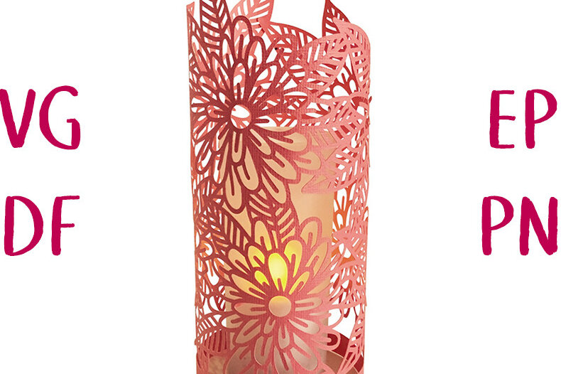 Σετ των 2 Intra απο ξύλο plywood 3mm-4mm πάχος – Αποκοπή αρχείου Sunrise Flower Lantern Δίασταση  20x20 cm INTRAFABR-13490566