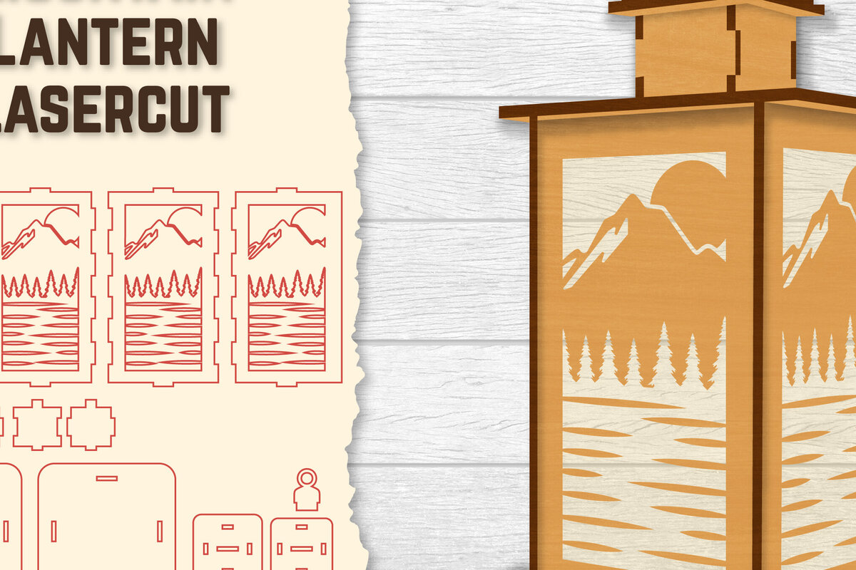 Σετ των 2 Intra απο ξύλο plywood 3mm-4mm πάχος – Sunset Mountain Lasercut Δίασταση  20x20 cm INTRAFABR-118689737