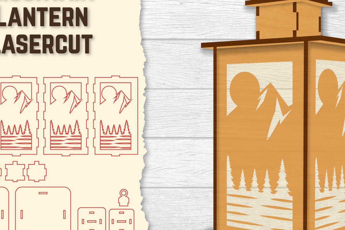 Σετ των 2 Intra απο ξύλο plywood 3mm-4mm πάχος – Sunset Mountain Lasercut Δίασταση  20x20 cm INTRAFABR-118689742