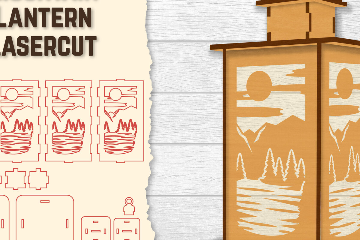 Σετ των 2 Intra απο ξύλο plywood 3mm-4mm πάχος – Sunset Mountain Lasercut Δίασταση  20x20 cm INTRAFABR-118689748