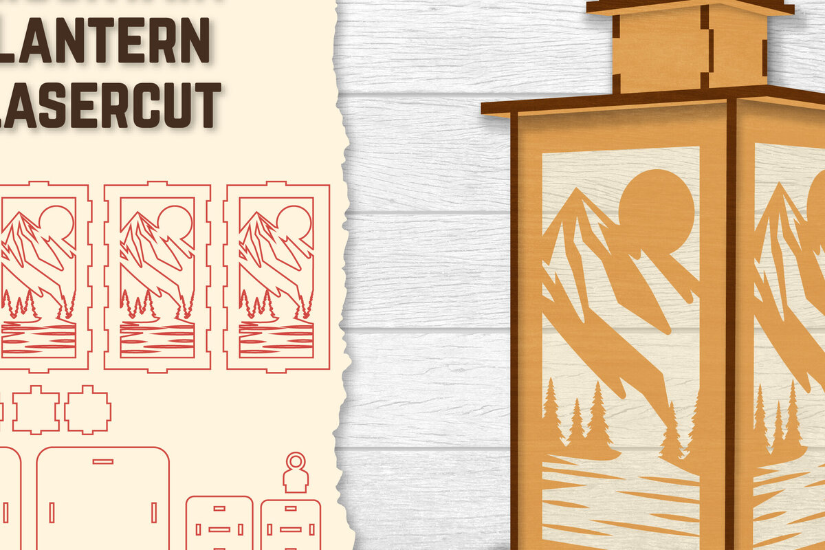 Σετ των 2 Intra απο ξύλο plywood 3mm-4mm πάχος – Sunset Mountain Lasercut Δίασταση  20x20 cm INTRAFABR-118689705