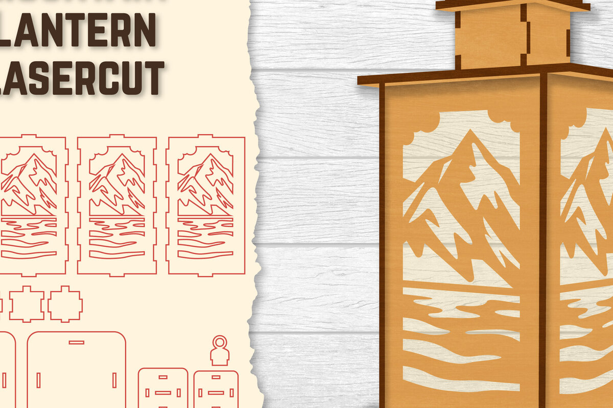 Σετ των 2 Intra απο ξύλο plywood 3mm-4mm πάχος – Sunset Mountain Lasercut Δίασταση  20x20 cm INTRAFABR-118689718