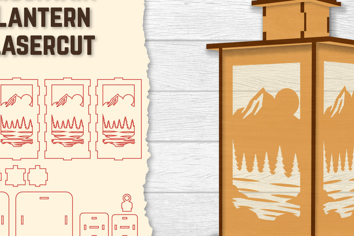 Σετ των 2 Intra απο ξύλο plywood 3mm-4mm πάχος – Sunset Mountain Lasercut Δίασταση  20x20 cm INTRAFABR-118689723