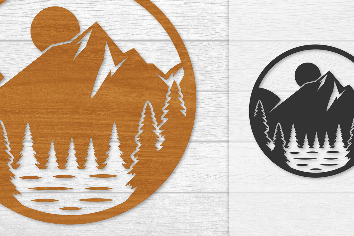 Intra απο ξύλο plywood 3mm-4mm πάχος – Διακόσμηση τοίχου Sunset Mountain Lasercut Δίασταση  40x30 cm INTRAFABR-114274924