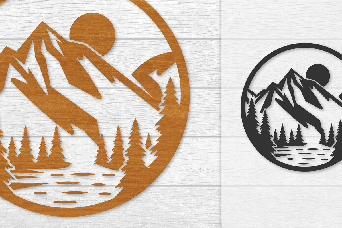 Intra απο ξύλο plywood 3mm-4mm πάχος – Διακόσμηση τοίχου Sunset Mountain Lasercut Δίασταση  40x30 cm INTRAFABR-114274748