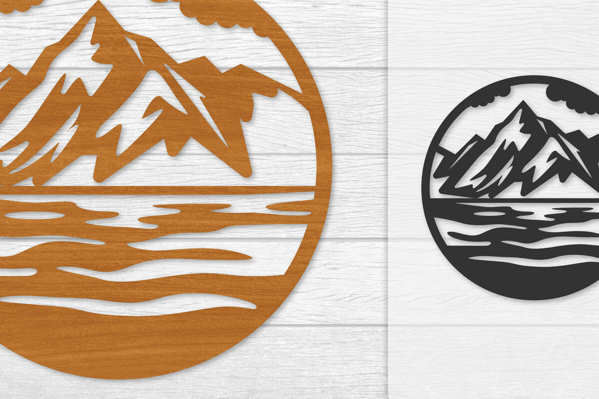 Intra απο ξύλο plywood 3mm-4mm πάχος – Διακόσμηση τοίχου Sunset Mountain Lasercut Δίασταση  40x30 cm INTRAFABR-114274807