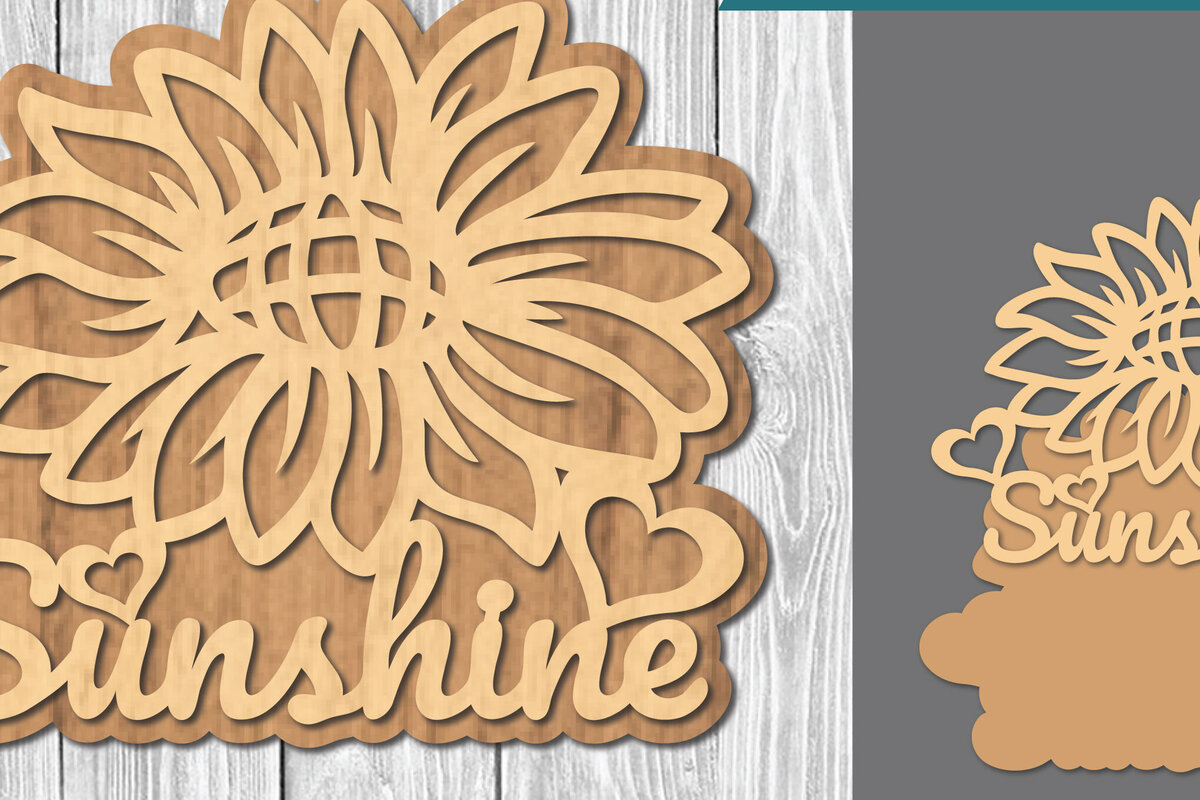 Σετ των 2 Intra απο ξύλο plywood 3mm-4mm πάχος – Sunshine 4 Δίασταση  20x20 cm INTRAFABR-106688375