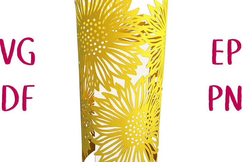 Σετ των 2 Intra απο ξύλο plywood 3mm-4mm πάχος – Αρχείο κομμένο Sunshine Sunflower Lantern Δίασταση  20x20 cm INTRAFABR-17637369