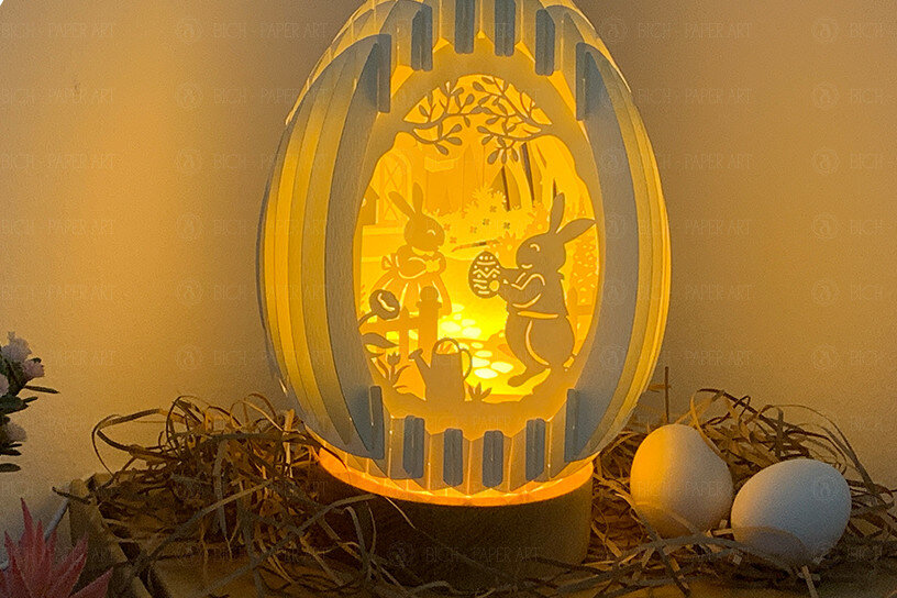 Σετ των 2 Intra απο ξύλο plywood 3mm-4mm πάχος – Σούπερ χαριτωμένο Πασχαλινό λαγουδάκι Ζευγάρι Δίασταση  20x20 cm INTRAFABR-27185923