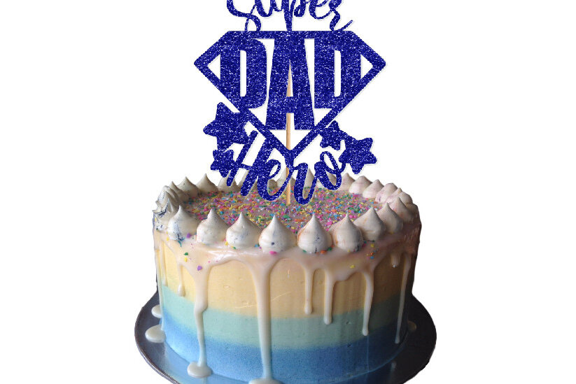 Σετ των 2 Intra απο ξύλο plywood 3mm-4mm πάχος – Super Dad Hero Cake Topper Δίασταση  20x20 cm INTRAFABR-12661715