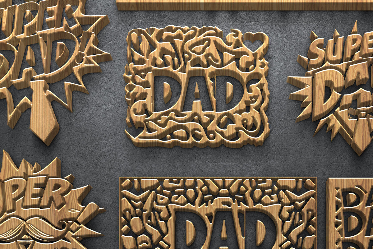 Σετ των 2 Intra απο ξύλο plywood 3mm-4mm πάχος – Πακέτο σημάτων κοπής Super Dad Δίασταση  20x20 cm INTRAFABR-124376993