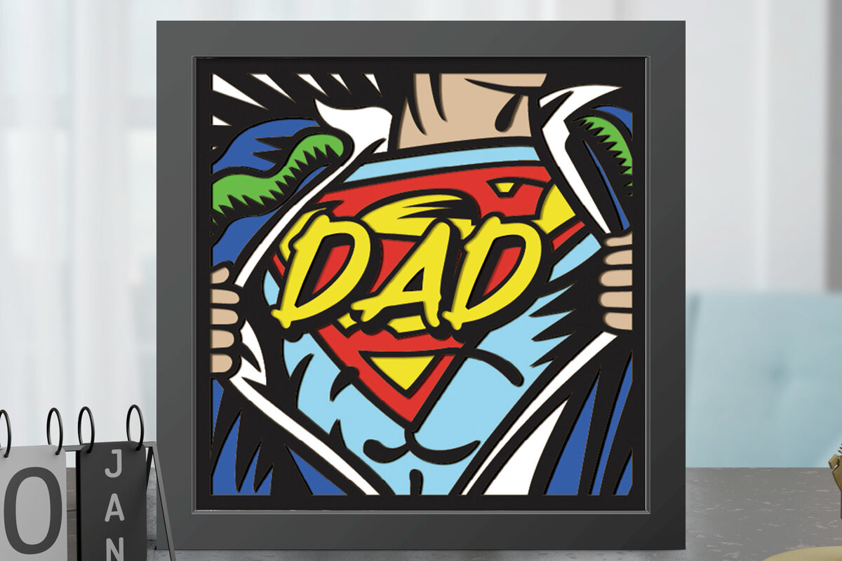 Σετ των 2 Intra απο ξύλο plywood 3mm-4mm πάχος – Πρότυπο Super Dad Shadow Box Δίασταση  20x20 cm INTRAFABR-69841722