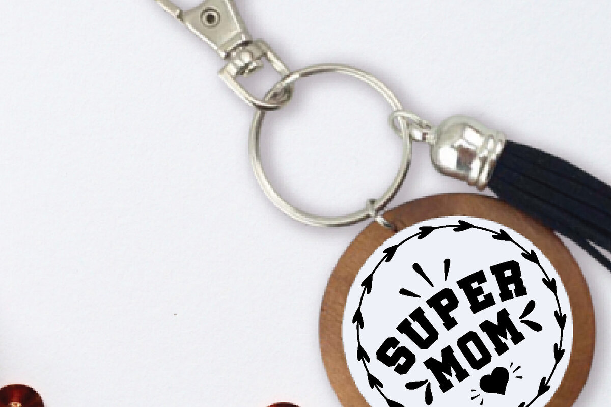 Σετ των 3 Intra απο ξύλο plywood 3mm-4mm πάχος – Super Mom Keychain Δίασταση  5x5 cm INTRAFABR-68451560