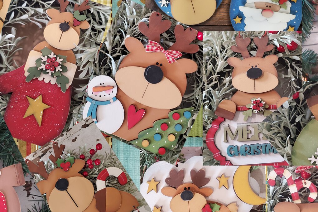 Σετ των 2 Intra απο ξύλο plywood 3mm-4mm πάχος – Πακέτο Super Reindeer Δίασταση  20x20 cm INTRAFABR-110234829