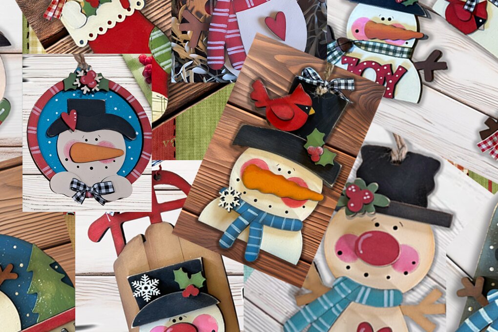 Σετ των 2 Intra απο ξύλο plywood 3mm-4mm πάχος – Πακέτο Laser Super Snowman Orna Δίασταση  20x20 cm INTRAFABR-110235264