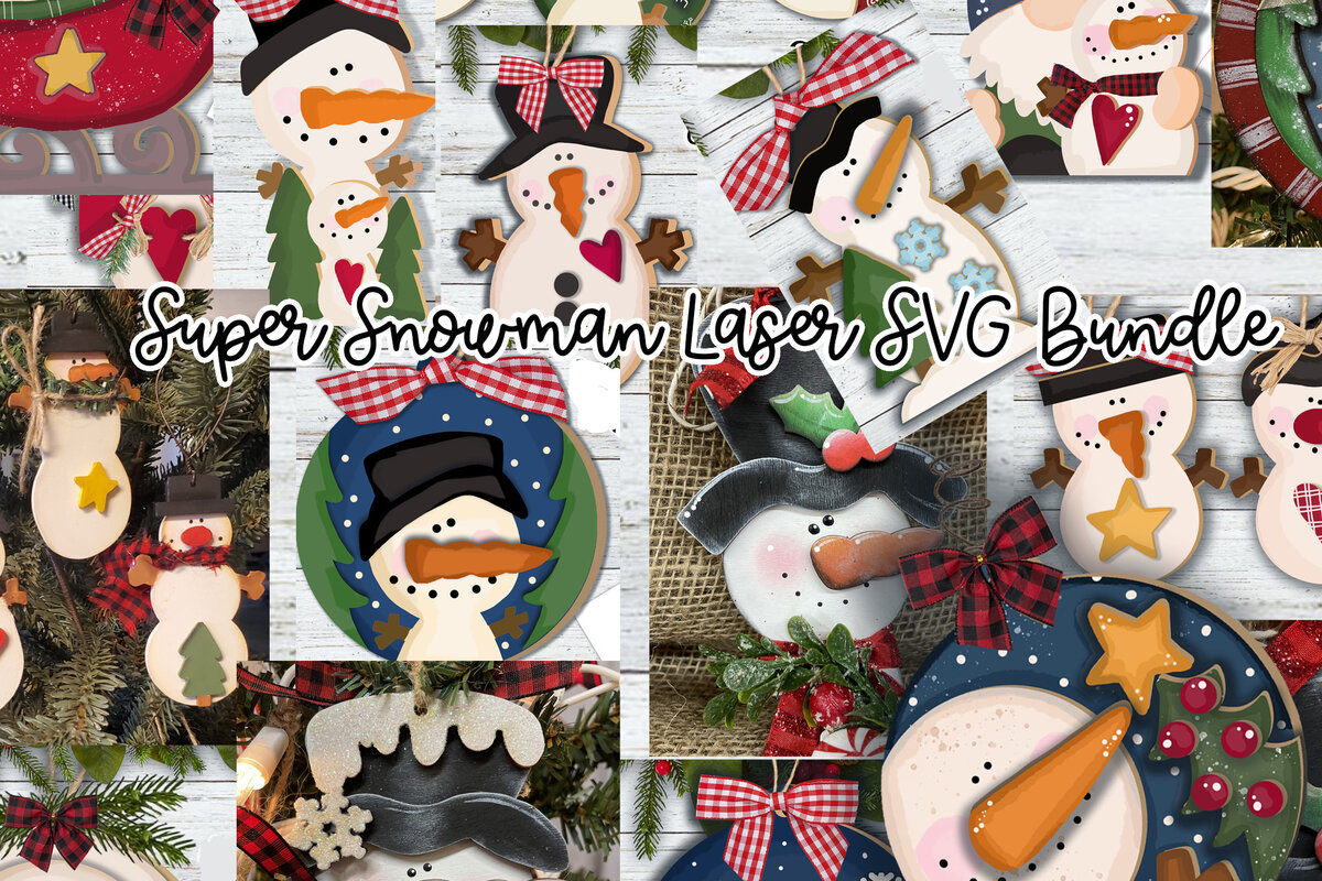 Σετ των 2 Intra απο ξύλο plywood 3mm-4mm πάχος – Πακέτο Super Snowman- Δίασταση  20x20 cm INTRAFABR-55447101