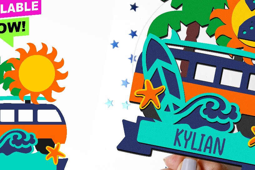 Σετ των 2 Intra απο ξύλο plywood 3mm-4mm πάχος – Surf Cake Topper 3D Δίασταση  20x20 cm INTRAFABR-101621757