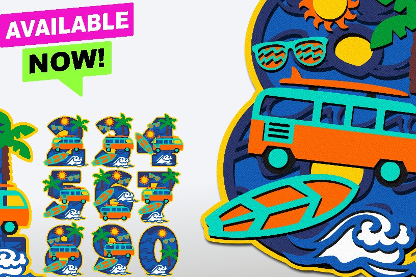 Σετ των 2 Intra απο ξύλο plywood 3mm-4mm πάχος – Surf Numbers Δίασταση  20x20 cm INTRAFABR-38664690