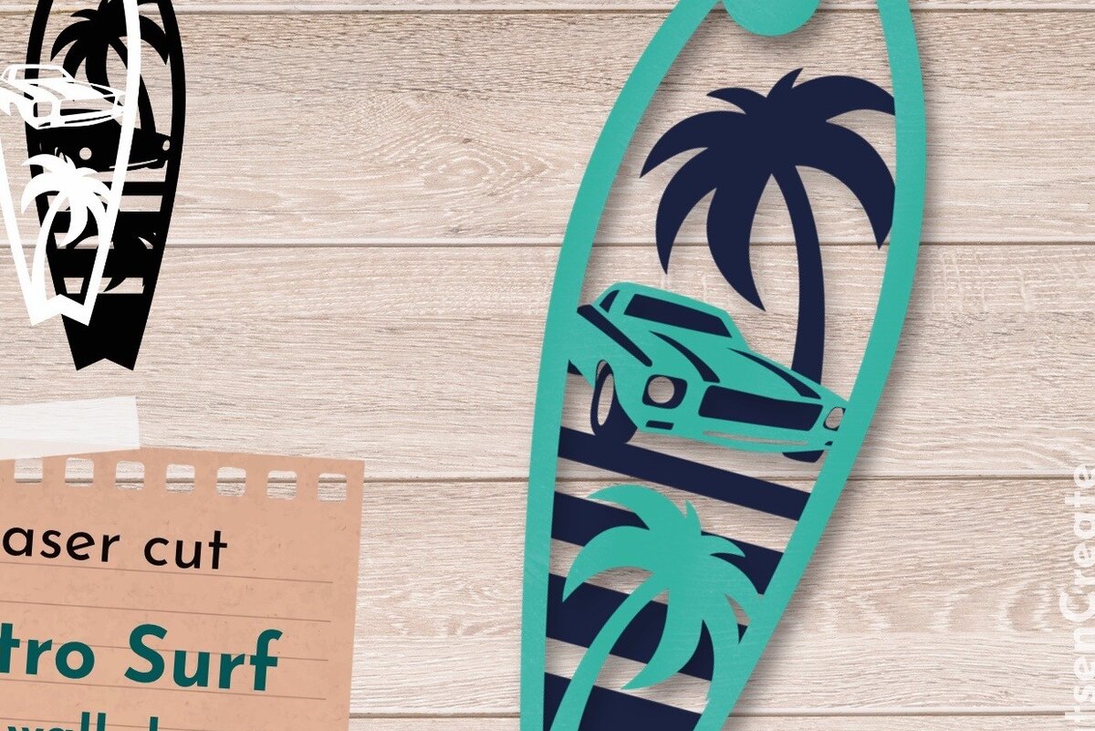 Intra απο ξύλο plywood 3mm-4mm πάχος – Surf Wall Art, Retro Summer Δίασταση  40x30 cm INTRAFABR-62766640