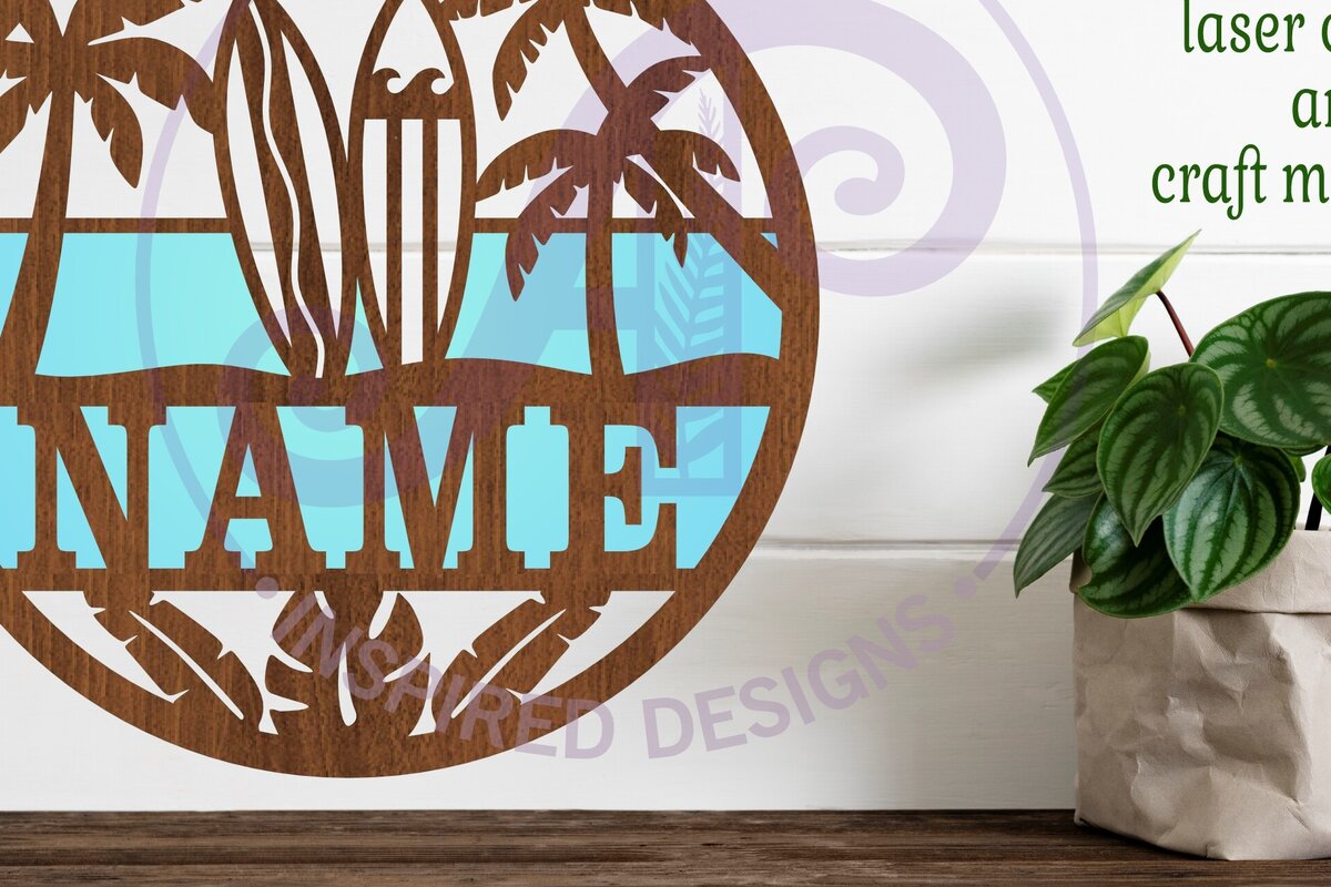 Σετ των 2 Intra απο ξύλο plywood 3mm-4mm πάχος – Σήμα ονόματος παραλίας Surfers Δίασταση  20x20 cm INTRAFABR-93809937