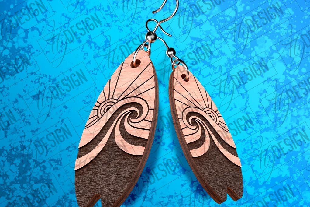 Σετ των 3 Intra απο ξύλο plywood 3mm-4mm πάχος – Σκουλαρίκια Surfing Δίασταση  5x5 cm INTRAFABR-78562853