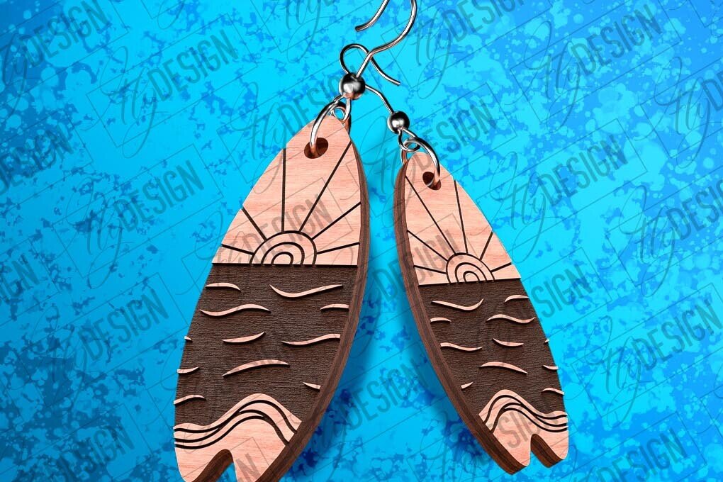 Σετ των 3 Intra απο ξύλο plywood 3mm-4mm πάχος – Σκουλαρίκια Surfing Δίασταση  5x5 cm INTRAFABR-78562896