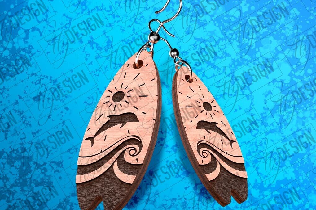 Σετ των 3 Intra απο ξύλο plywood 3mm-4mm πάχος – Σκουλαρίκια Surfing Δίασταση  5x5 cm INTRAFABR-78562926