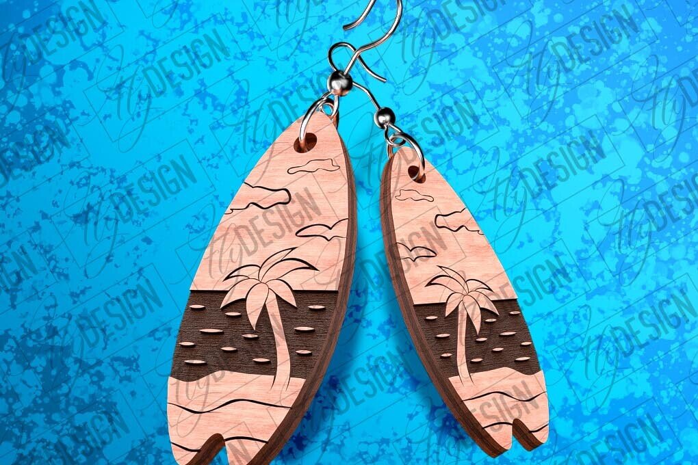 Σετ των 3 Intra απο ξύλο plywood 3mm-4mm πάχος – Σκουλαρίκια Surfing Δίασταση  5x5 cm INTRAFABR-78562952