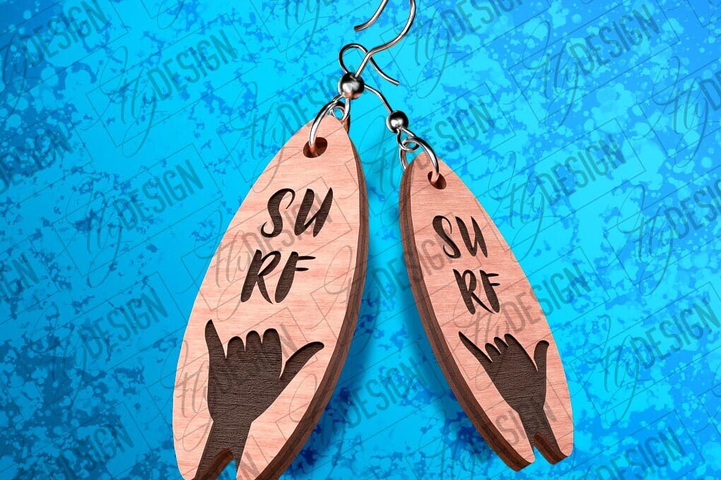 Σετ των 3 Intra απο ξύλο plywood 3mm-4mm πάχος – Σκουλαρίκια Surfing Δίασταση  5x5 cm INTRAFABR-78562991