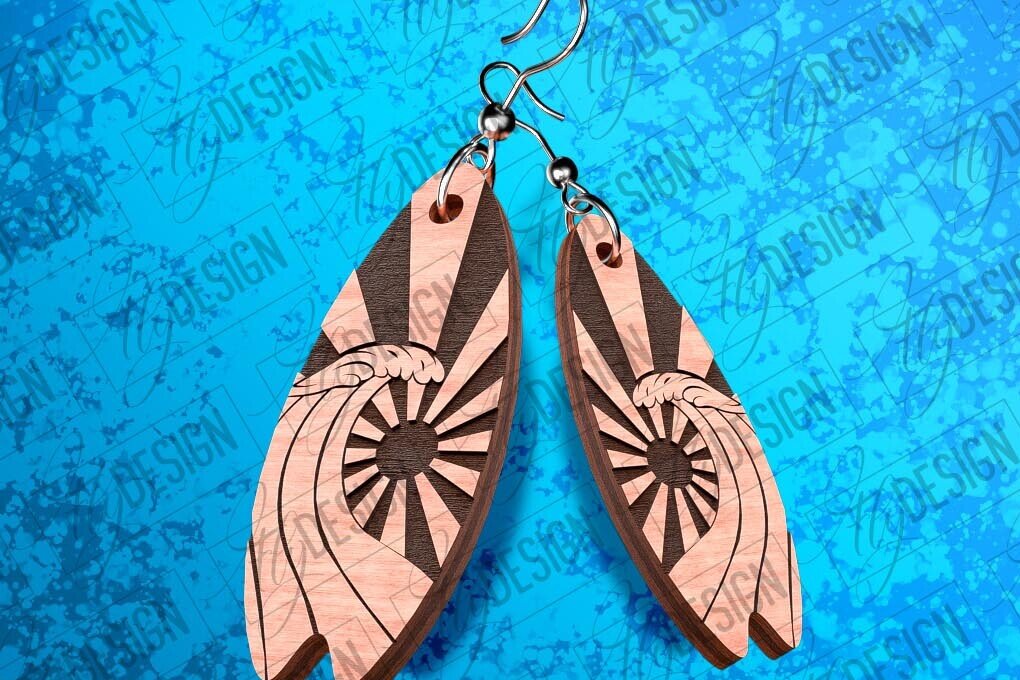 Σετ των 3 Intra απο ξύλο plywood 3mm-4mm πάχος – Σκουλαρίκια Surfing Δίασταση  5x5 cm INTRAFABR-78563007