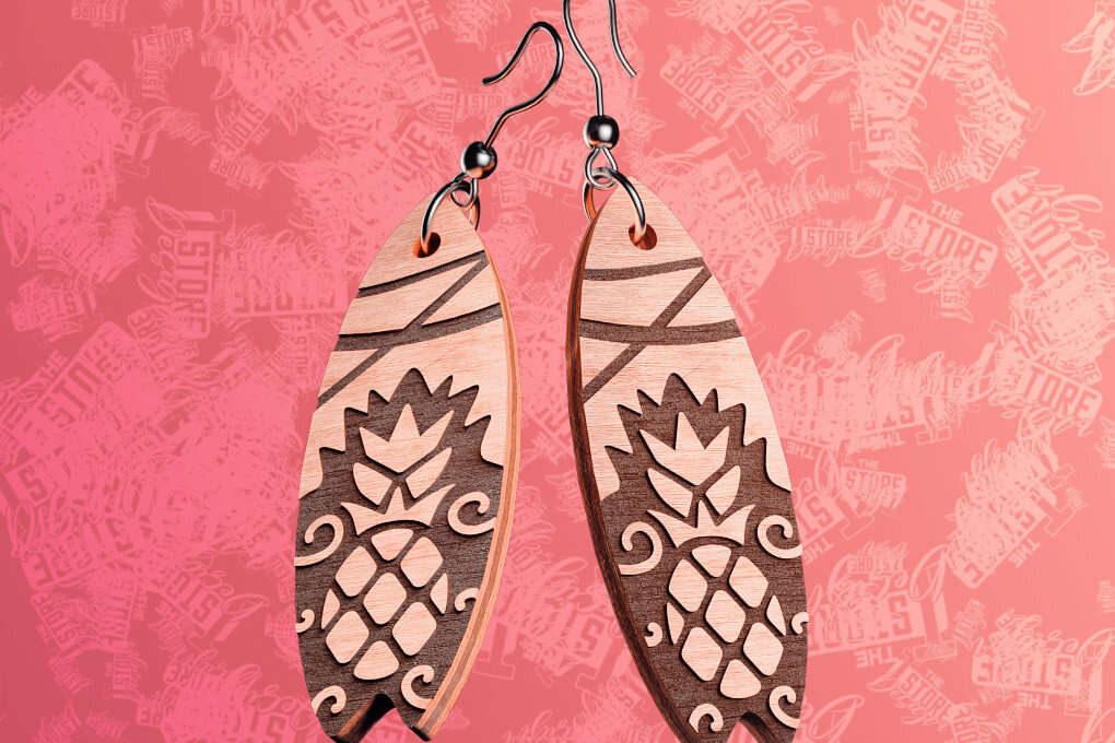 Σετ των 3 Intra απο ξύλο plywood 3mm-4mm πάχος – Σκουλαρίκια Surfing Δίασταση  5x5 cm INTRAFABR-76365962