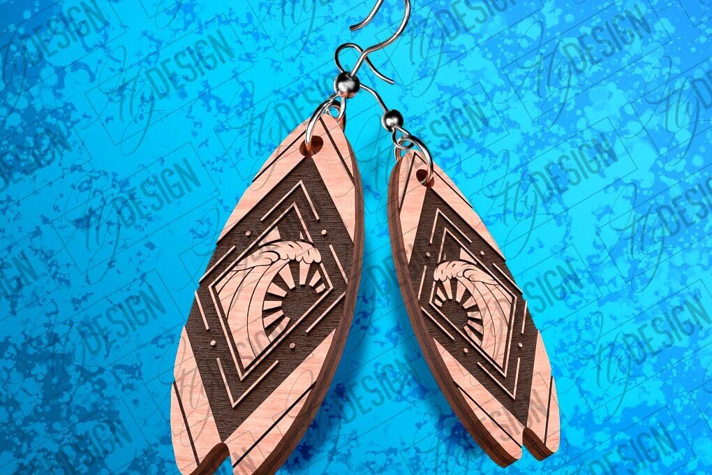 Σετ των 3 Intra απο ξύλο plywood 3mm-4mm πάχος – Σκουλαρίκια Surfing Δίασταση  5x5 cm INTRAFABR-78563022