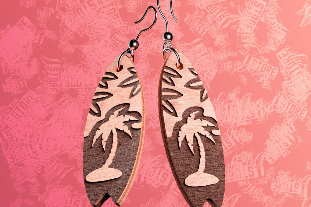 Σετ των 3 Intra απο ξύλο plywood 3mm-4mm πάχος – Σκουλαρίκια Surfing Δίασταση  5x5 cm INTRAFABR-76366001