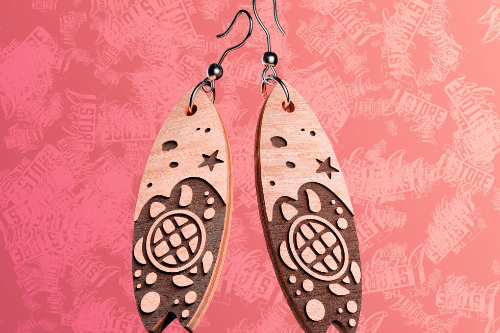 Σετ των 3 Intra απο ξύλο plywood 3mm-4mm πάχος – Σκουλαρίκια Surfing Δίασταση  5x5 cm INTRAFABR-76366104