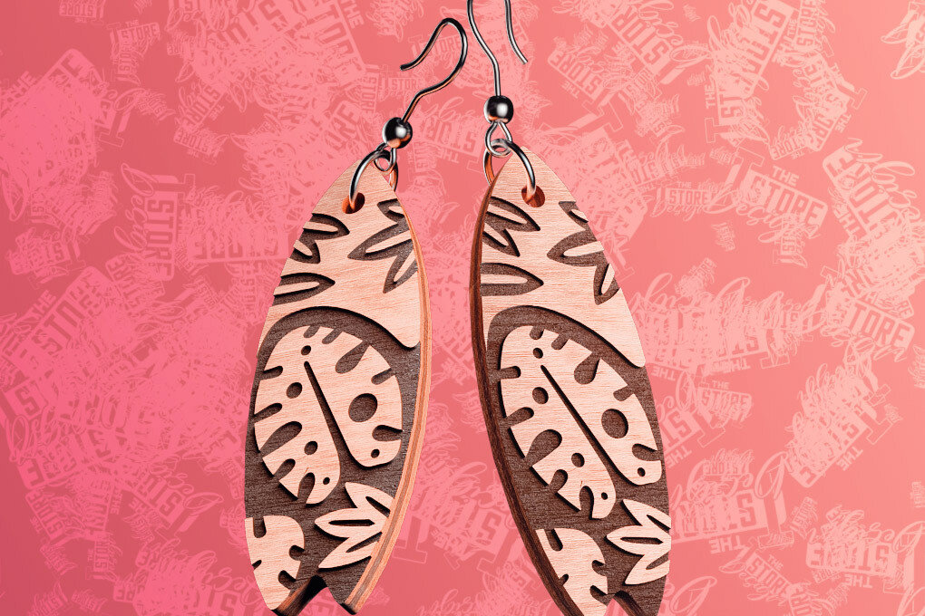 Σετ των 3 Intra απο ξύλο plywood 3mm-4mm πάχος – Σκουλαρίκια Surfing Δίασταση  5x5 cm INTRAFABR-76366139