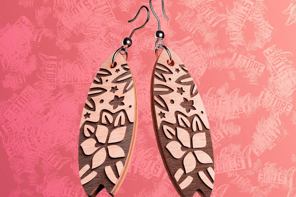 Σετ των 3 Intra απο ξύλο plywood 3mm-4mm πάχος – Σκουλαρίκια Surfing Δίασταση  5x5 cm INTRAFABR-76366177