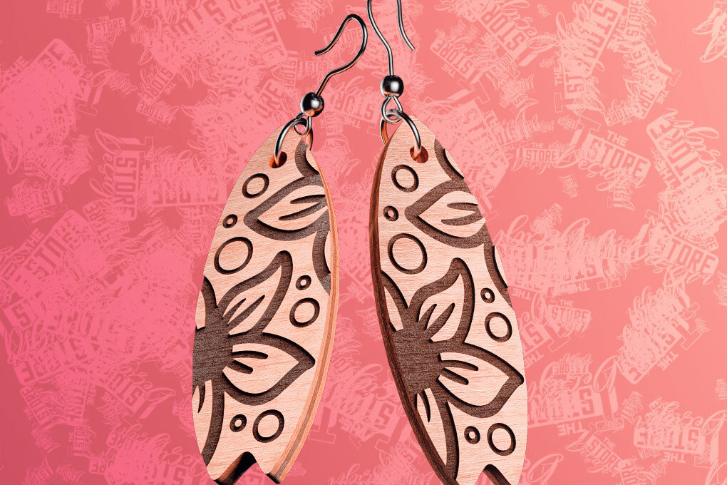 Σετ των 3 Intra απο ξύλο plywood 3mm-4mm πάχος – Σκουλαρίκια Surfing Δίασταση  5x5 cm INTRAFABR-76366219