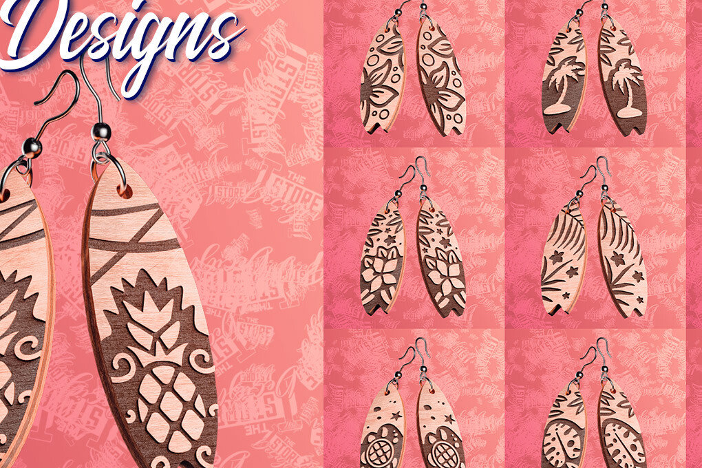 Σετ των 3 Intra απο ξύλο plywood 3mm-4mm πάχος – Σκουλαρίκια Surfing Δίασταση  5x5 cm INTRAFABR-76365906