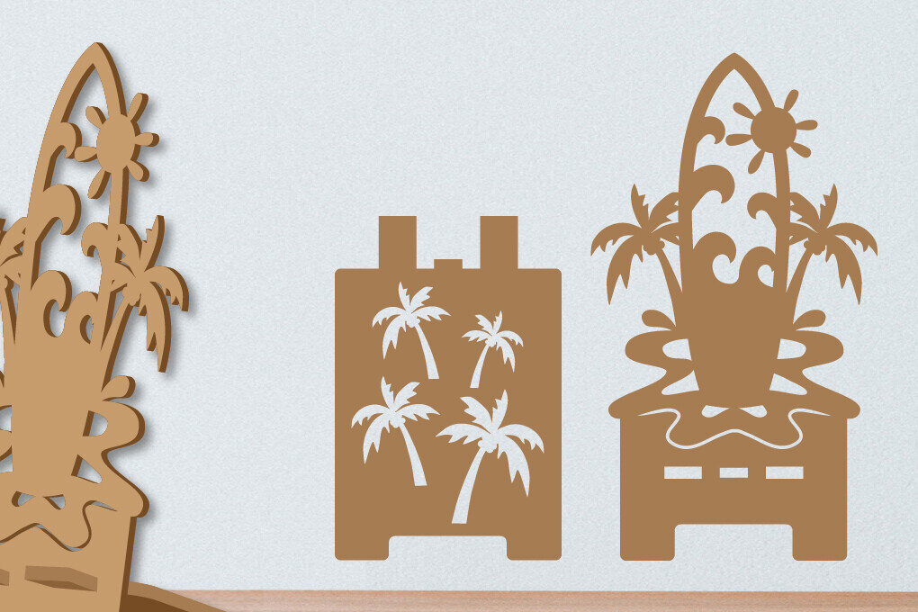 Σετ των 2 Intra απο ξύλο plywood 3mm-4mm πάχος – Κοπή λέιζερ βάσης τηλεφώνου σερφ Δίασταση  20x20 cm INTRAFABR-99537512