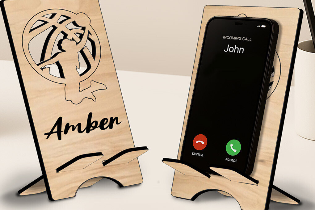 Σετ των 2 Intra απο ξύλο plywood 3mm-4mm πάχος – Βάση στήριξης τηλεφώνου Basketball Woman Δίασταση  20x20 cm INTRAFABR-122774705