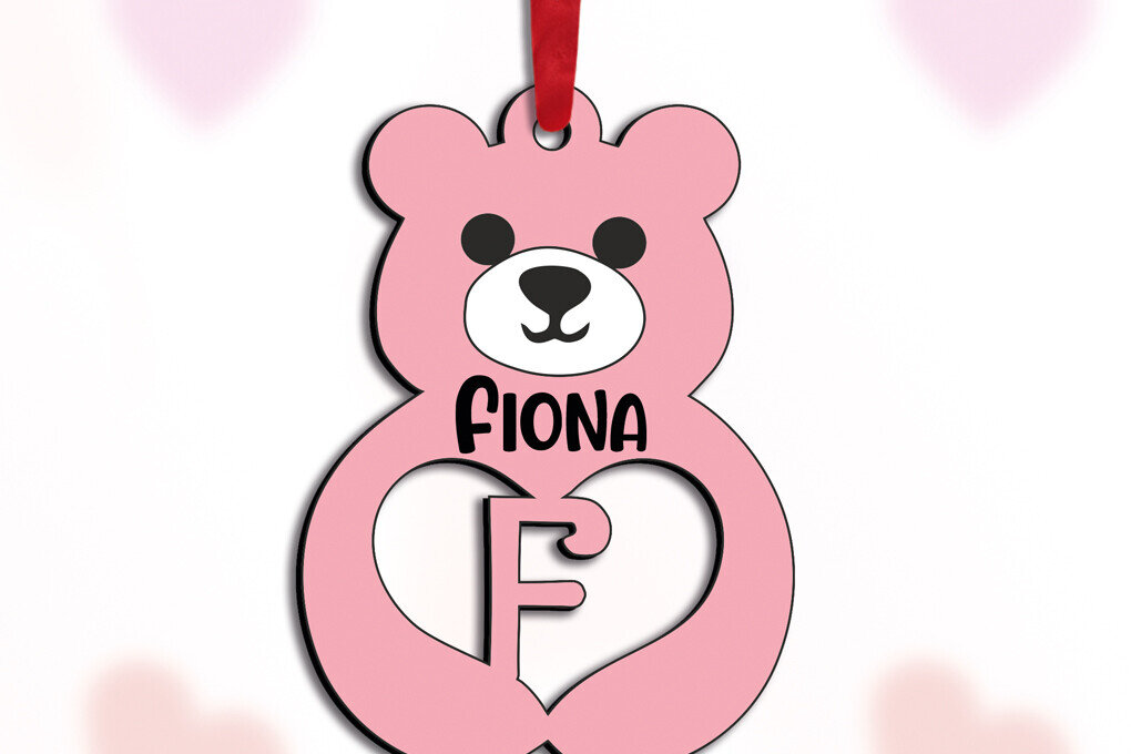 Σετ των 2 Intra απο ξύλο plywood 3mm-4mm πάχος – SVG Bear Love Letter για την Ημέρα του Αγίου Βαλεντίνου F Δίασταση  20x20 cm INTRAFABR-115171786