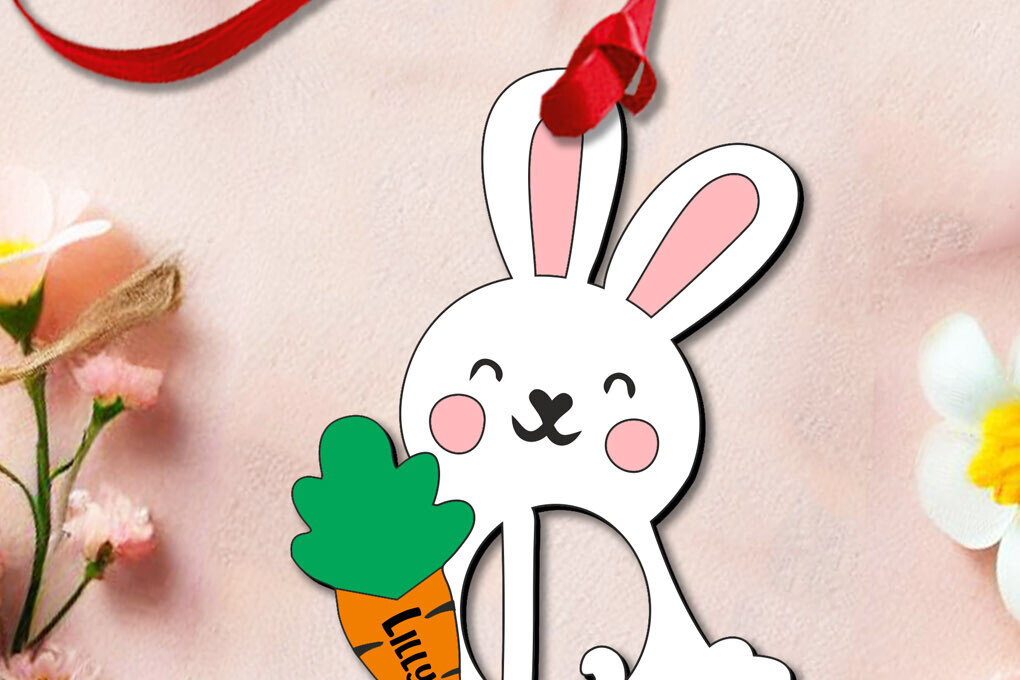 Σετ των 2 Intra απο ξύλο plywood 3mm-4mm πάχος – SVG Λαγουδάκι Πασχαλινό Στολίδι Γράμμα L Δώρο Δίασταση  20x20 cm INTRAFABR-113130110