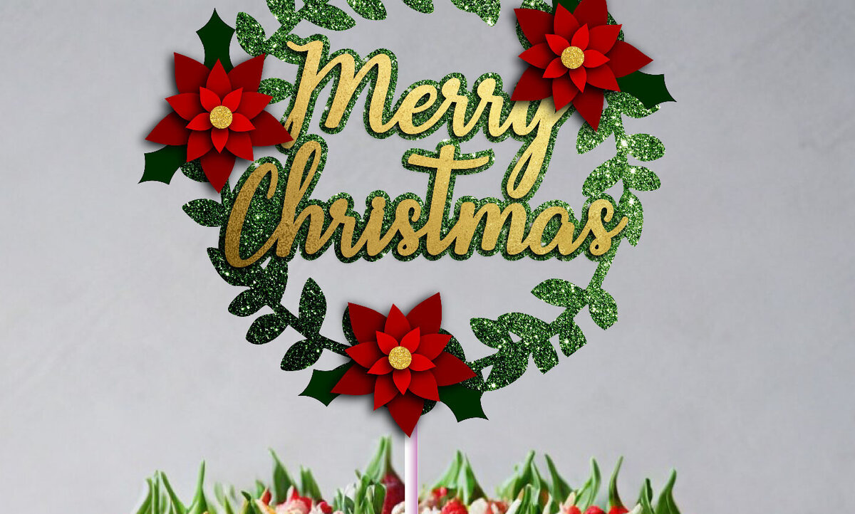 Σετ των 2 Intra απο ξύλο plywood 3mm-4mm πάχος – SVG Χριστουγεννιάτικο Cake Topper, Τούρτα διακοπών Δίασταση  20x20 cm INTRAFABR-110952361